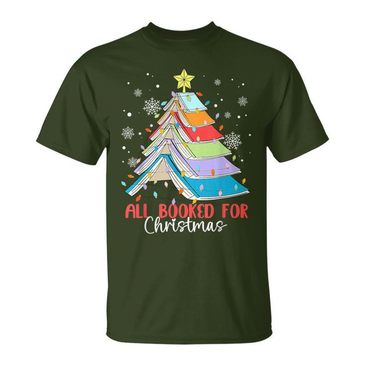 Christmas Books Tree T-Shirt For Women - Teacher Reading Gift, Holiday Casual Tee