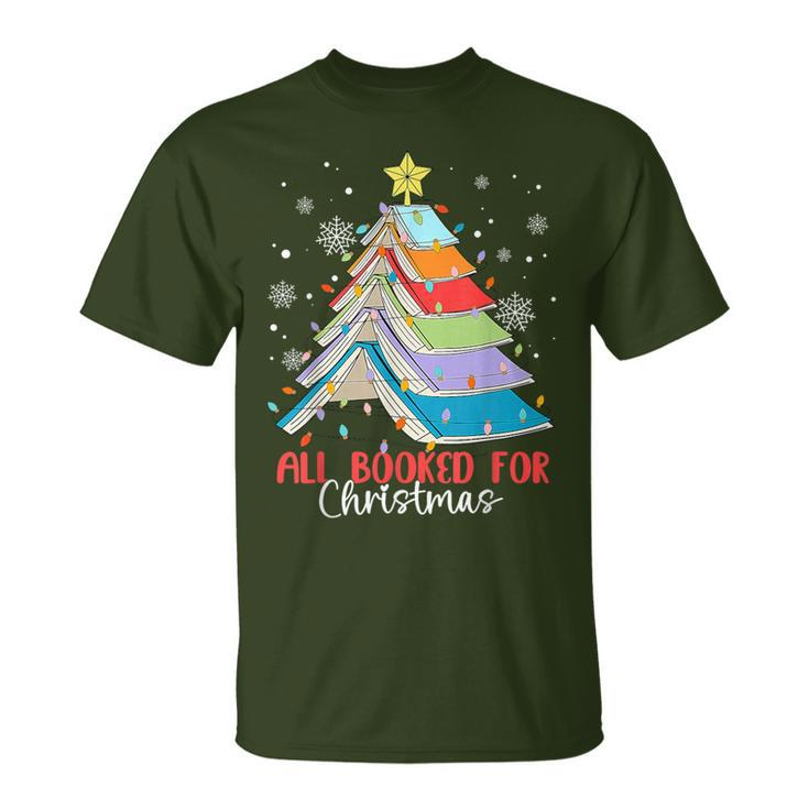 All Booked For Christmas Tree Lights Book Xmas T-Shirt