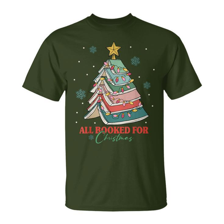 All Booked For Christmas Xmas Tree Holiday Pajamas Retro T-Shirt