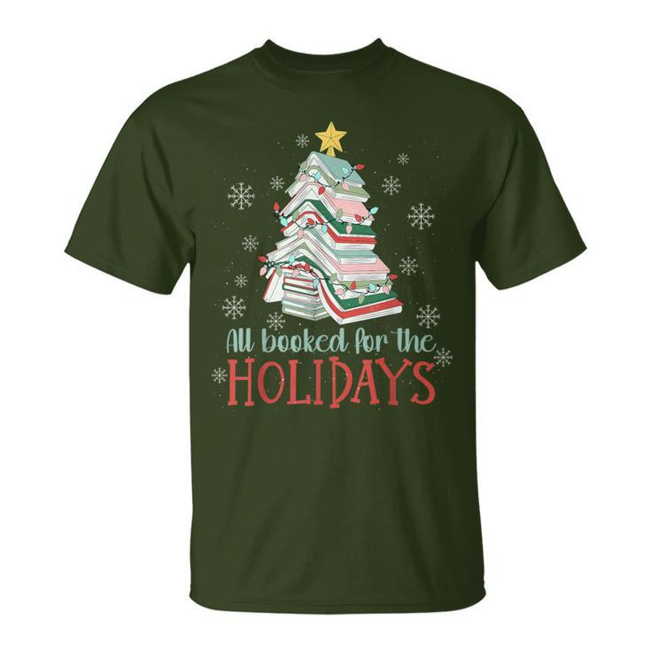 All Booked For The Holidays Book Christmas Tree T-Shirt