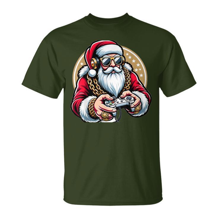 Boys Christmas Video Game Santa Gamer Xmas T-Shirt