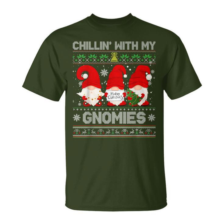 Chillin With My Gnomies Christmas Family Friend Gnomes T-Shirt