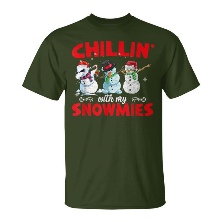 Chillin With My Snowmies Ugly Snowman Christmas T-Shirt