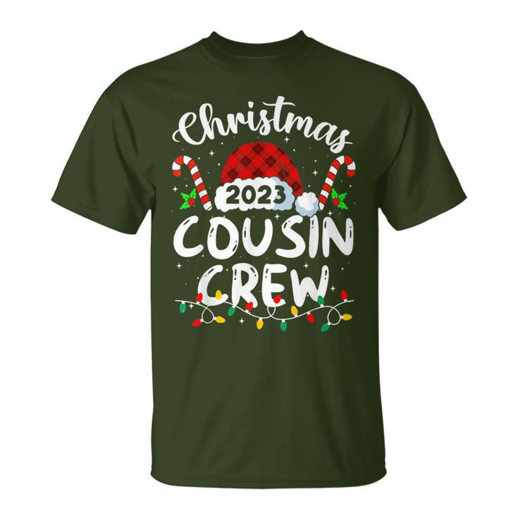 Christmas 2023 Cousin Crew Family Santa Hat Xmas Pajama T-Shirt