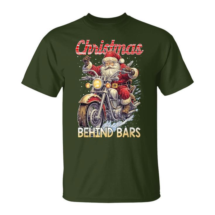 Christmas Behind Bars Santa Motorcycle T-Shirt