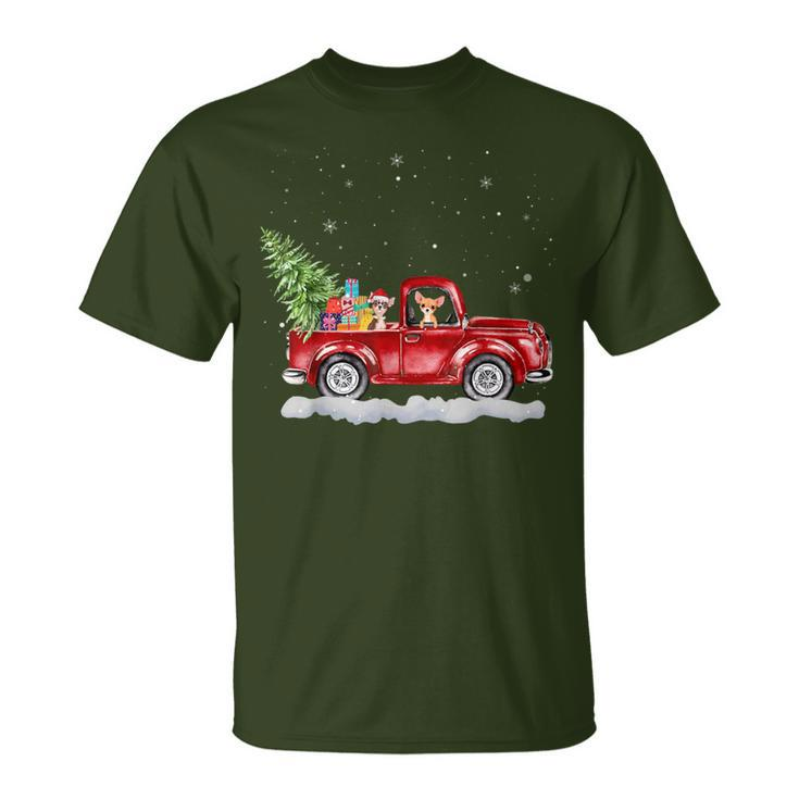 Christmas Chihuahua Dogs Ride Red Truck Costumer T-Shirt