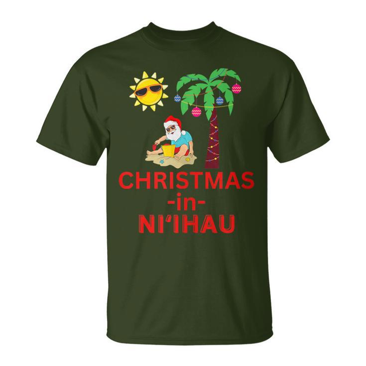 Christmas In Ni'ihau Deck The Palm Trees Hawaii Vacation T-Shirt