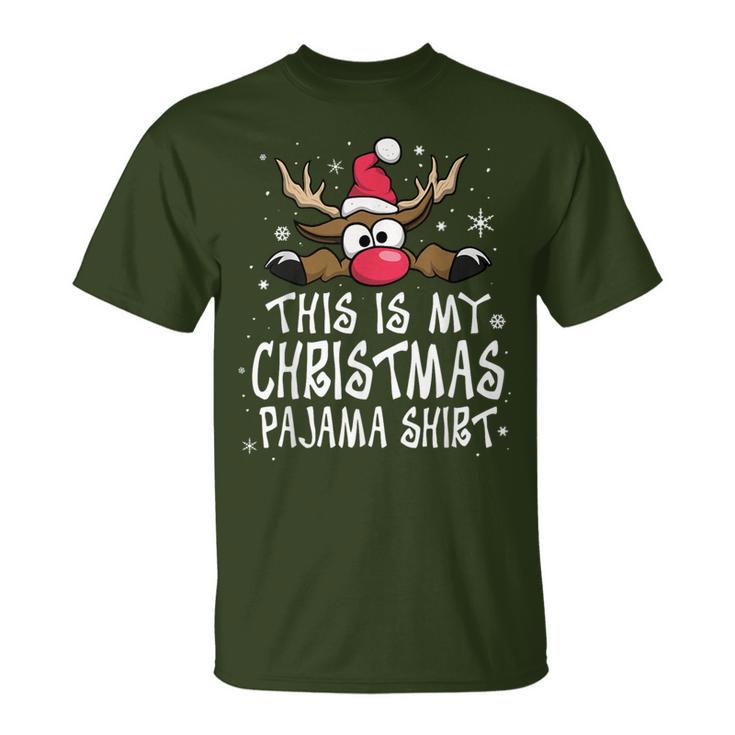 This Is My Christmas Pajama Christmas Reindeer T-Shirt