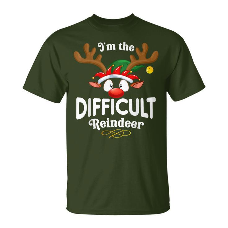 Christmas Pjs Difficult Xmas Reindeer Matching T-Shirt