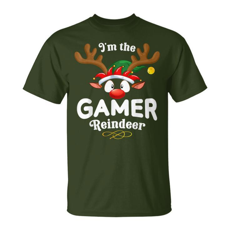 Christmas Pjs Gamer Xmas Reindeer Matching T-Shirt