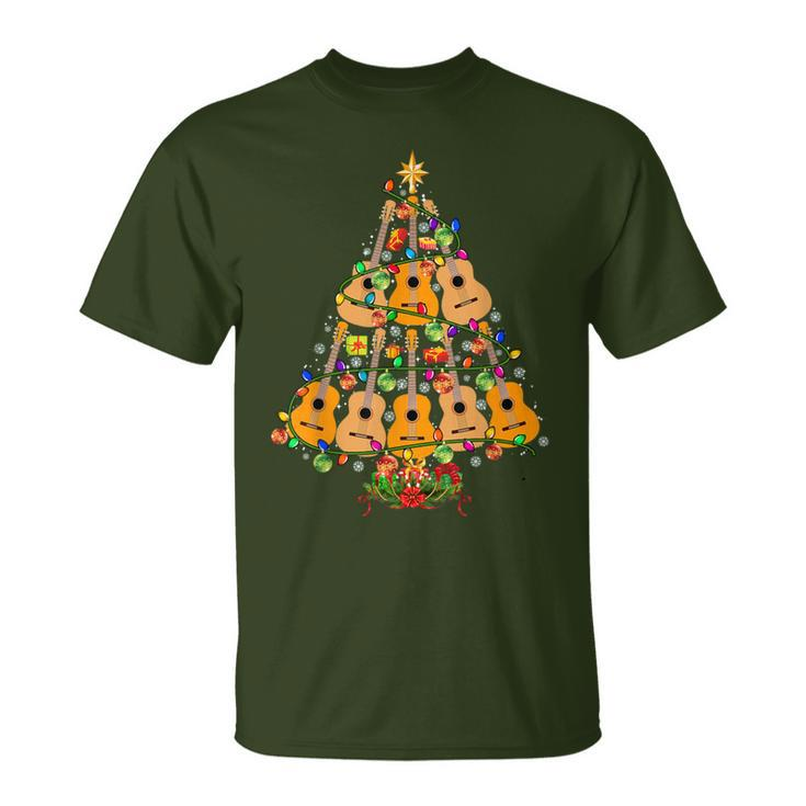 Christmas Tree Ukulele Christmas Lights Tree Ukulele Player T-Shirt