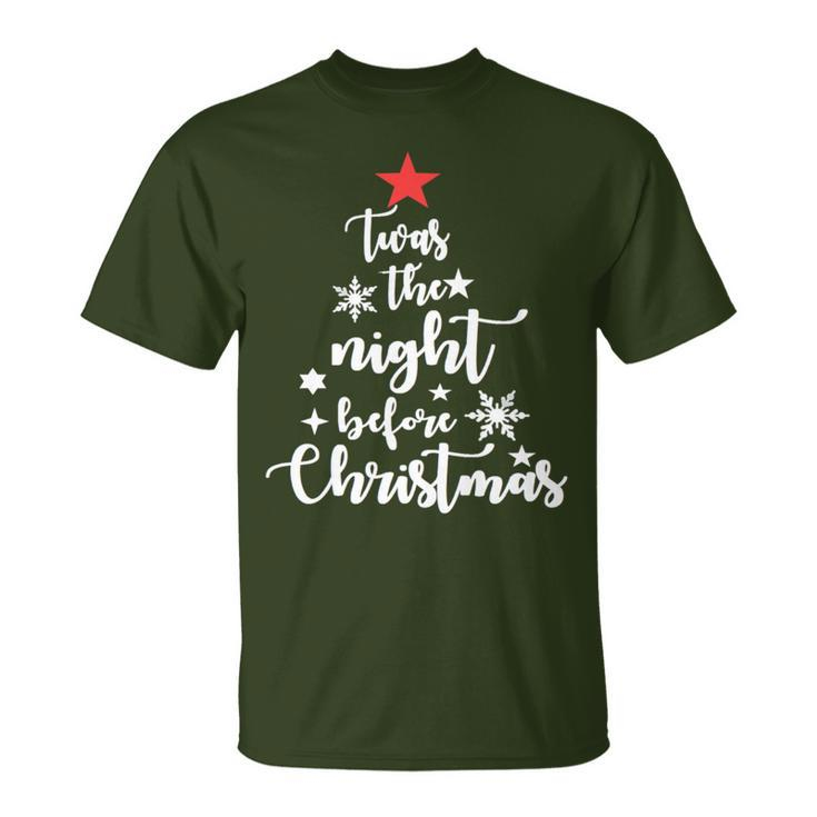 Christmas Twas The Night Before Tree Word Cloud T-Shirt