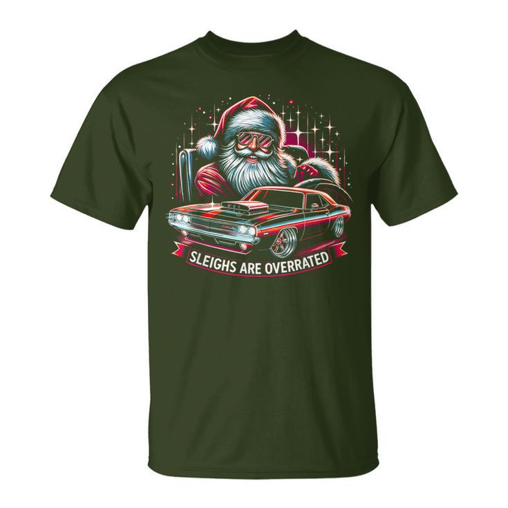 Classic Muscle Car Santa Hotrod V8 Enthusiast Christmas T-Shirt