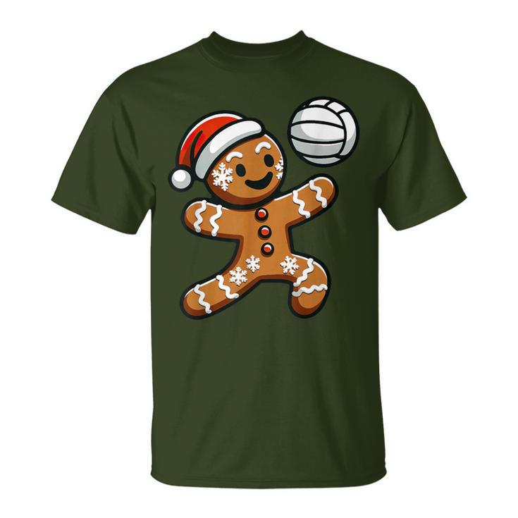 Cute Gingerbread Man Volleyball Christmas Kid Boys T-Shirt