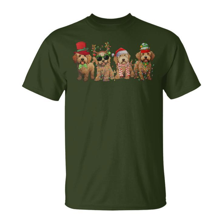 Cute Goldendoodle Dogs Christmas Lights Golden Doodle Dog Pj T-Shirt