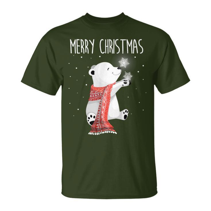 Cute Polar Bear Scarf Merry Christmas Xmas Holidays T-Shirt
