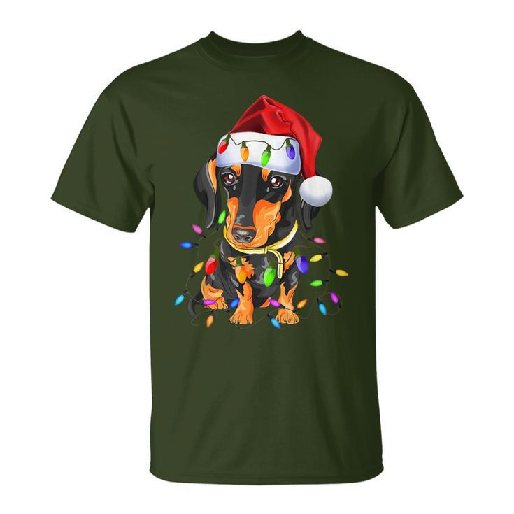 Dachshund Christmas Loves Led Cute Dog Lovers T-Shirt