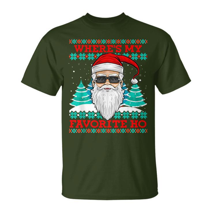 Evil Santa Where's My Favorite Ho Ugly Christmas Xmas T-Shirt