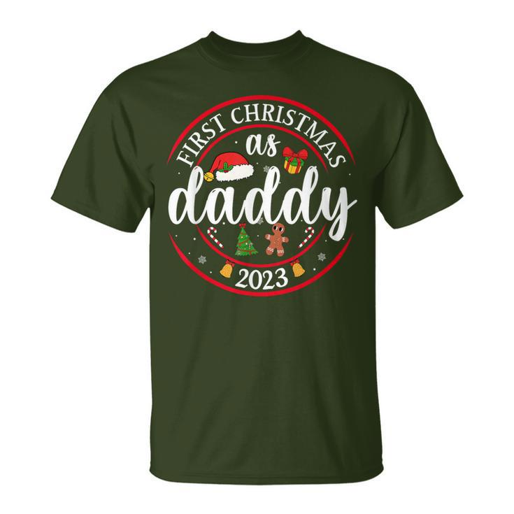 First Christmas As A Daddy Family Santa Hat Xmas Pjs New Dad T-Shirt