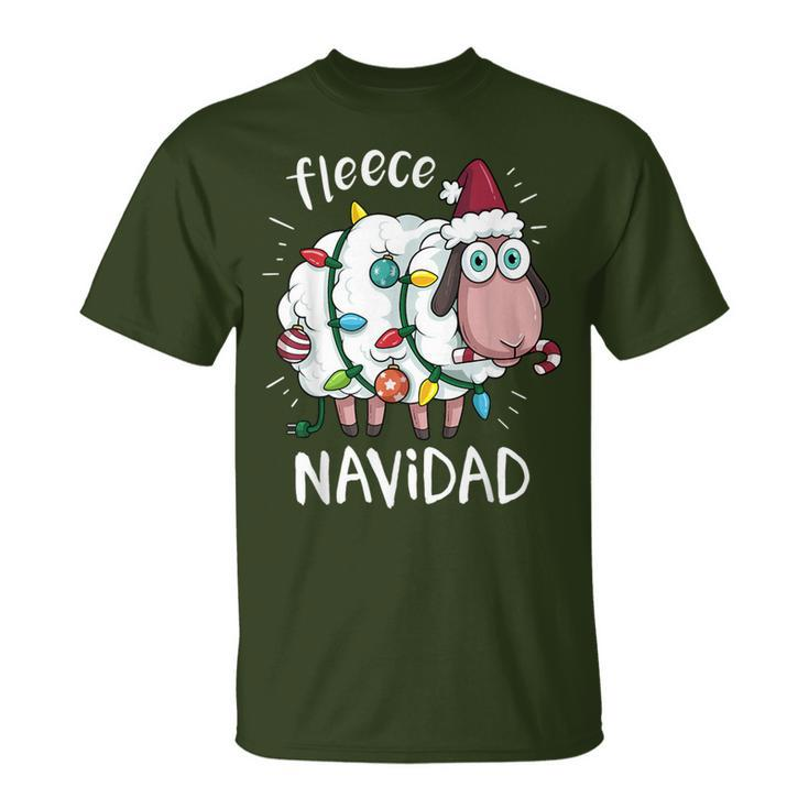 Fleece Feliz Navidad Cute Sheep Christmas T-Shirt