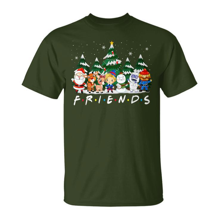Friends Christmas Santa Rudolph Snowman Family Pajama Xmas T-Shirt