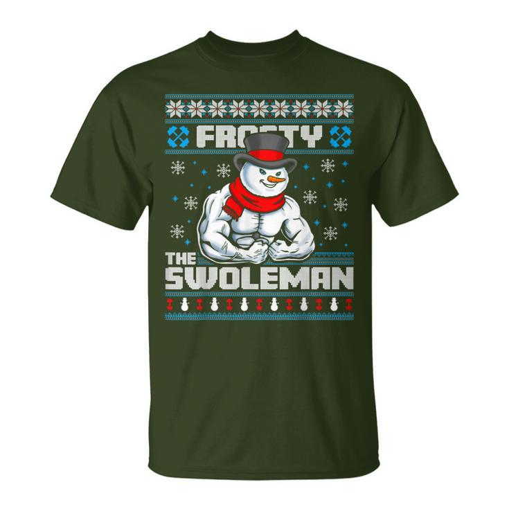 Frosty Swoleman Christmas Workout Gym Weight Lifting T-Shirt - Thegiftio