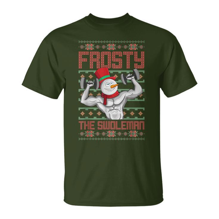 Frosty The Swoleman Snowman Workout Christmas Gym T-Shirt