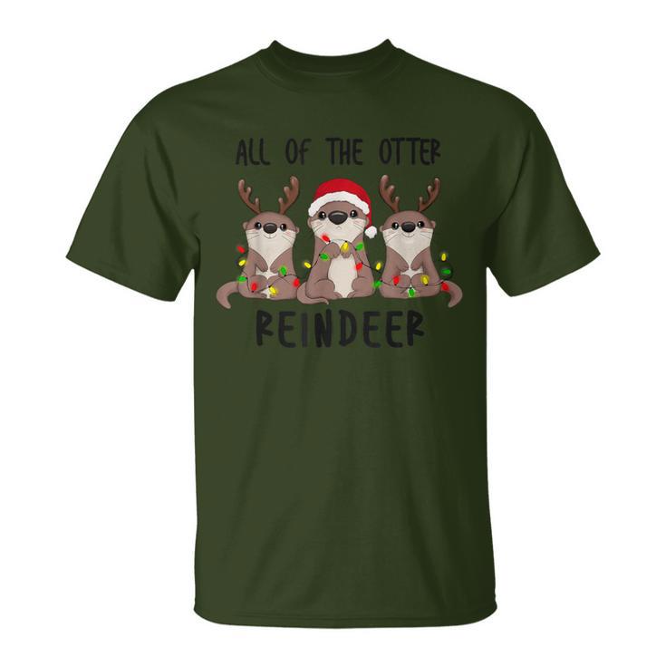 Christmas Otters Cute All Of The Otter Reindeer T-Shirt