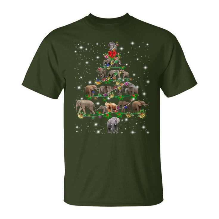 Elephants Christmas Tree Ornament Decor T-Shirt