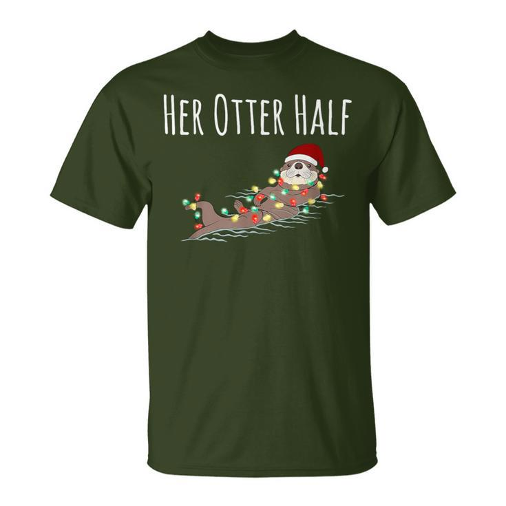 Matching Couple His And Her Otter Half Ugly Christmas T-Shirt
