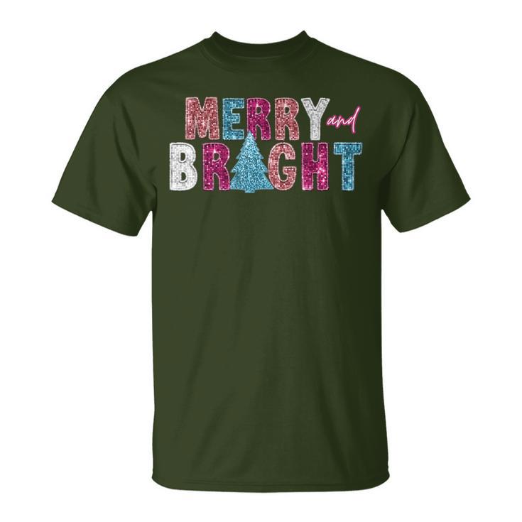 Merry And Bright Christmas Sparkle Family Xmas Pajamas T-Shirt