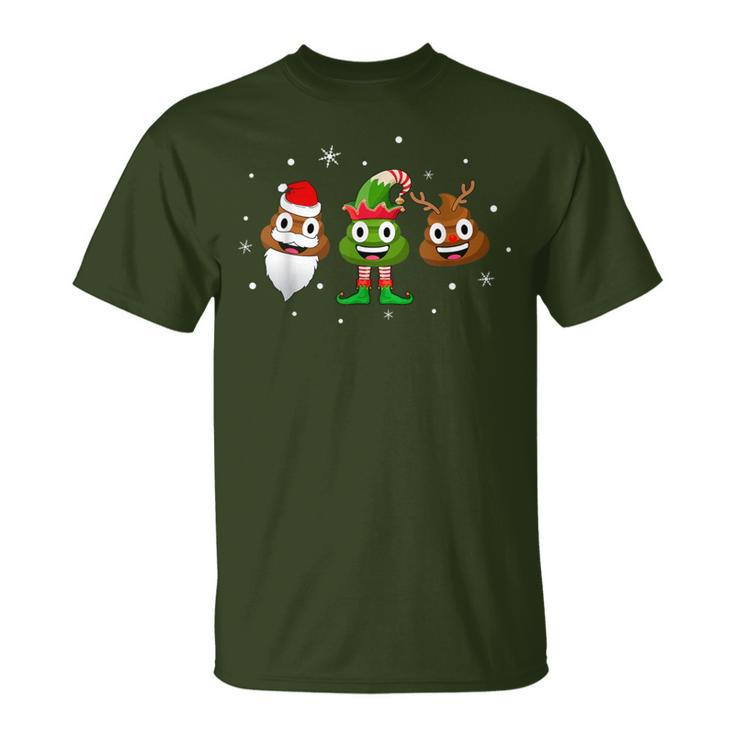 Poop Santa Elf Reindeer Christmas Pajama T-Shirt