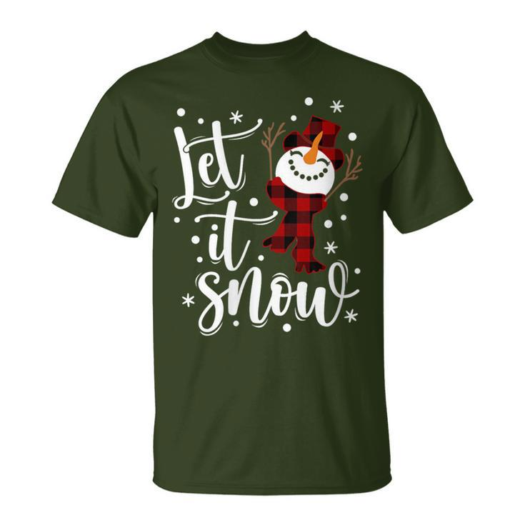 Snowman Let It Snow Snowflakes Merry Christmas T-Shirt