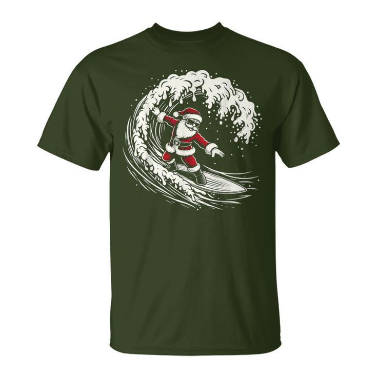 Surfing Santa Claus Christmas Santa Surfing T-Shirt