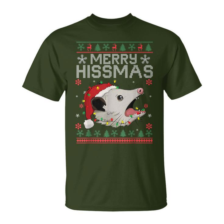 Xmas Merry Hissmas Possum Lovers Opossum Christmas T-Shirt