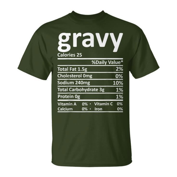 Gravy Nutrition Thanksgiving Costume Food Facts Christmas T-Shirt