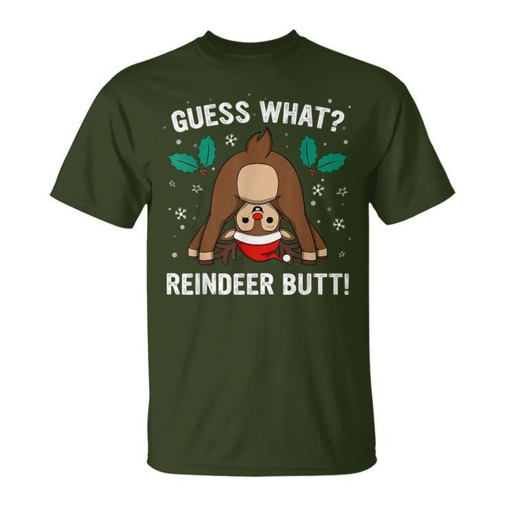 Guess What Reindeer Butt & Boys Ugly Christmas T-Shirt