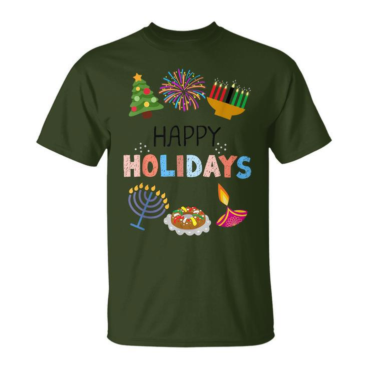 Happy Holidays Diwali Kwanzaa Hanukkah Christmas T-Shirt