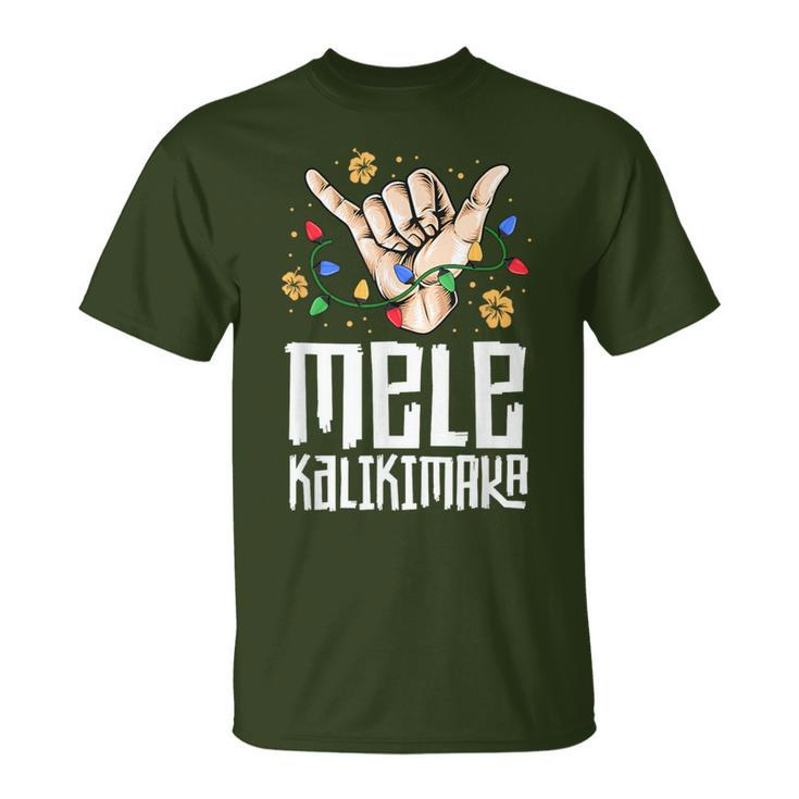 Hawaiian Christmas Mele Kaliki Shaka Kalikimaka T-Shirt