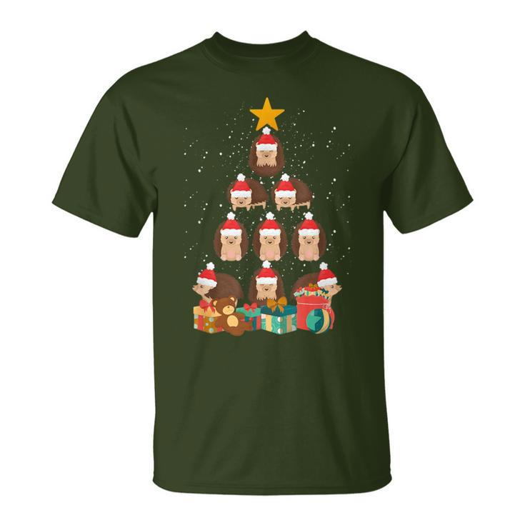 Hedgehog Christmas Tree Animal Lover Holiday Apparel T-Shirt