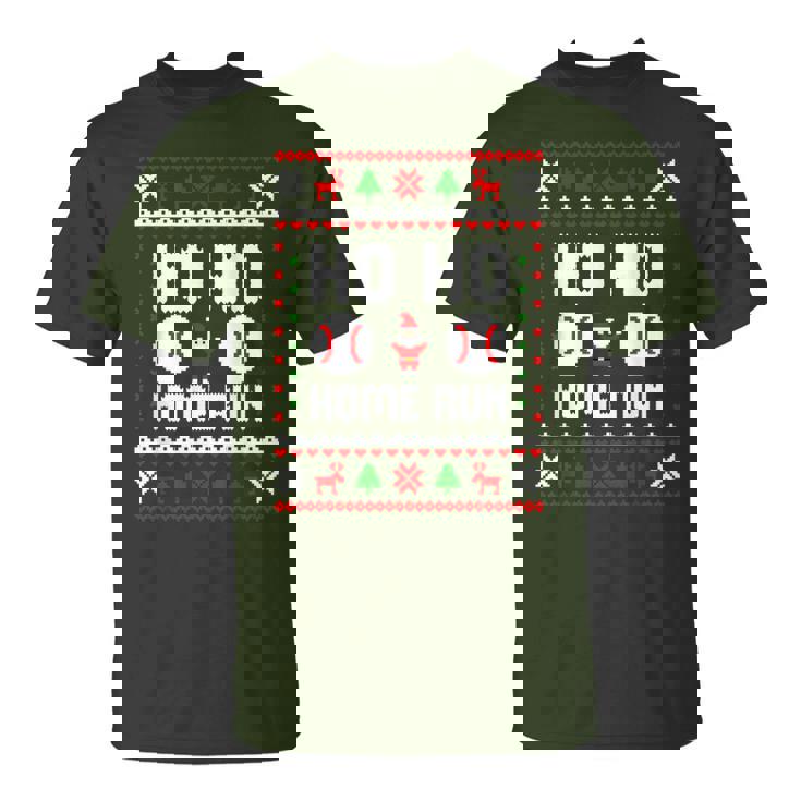 Ho Ho Home Run Baseball Santa Claus Ugly Christmas T-Shirt
