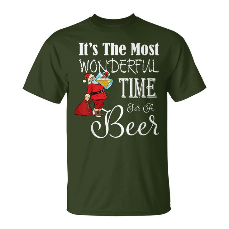 It's The Most Wonderful Time For A Beer Christmas Santa Hat T-Shirt