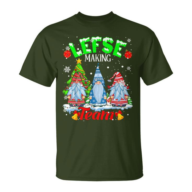Lefse Making Team Christmas Gnomes Norwegian Lefse Lover T-Shirt