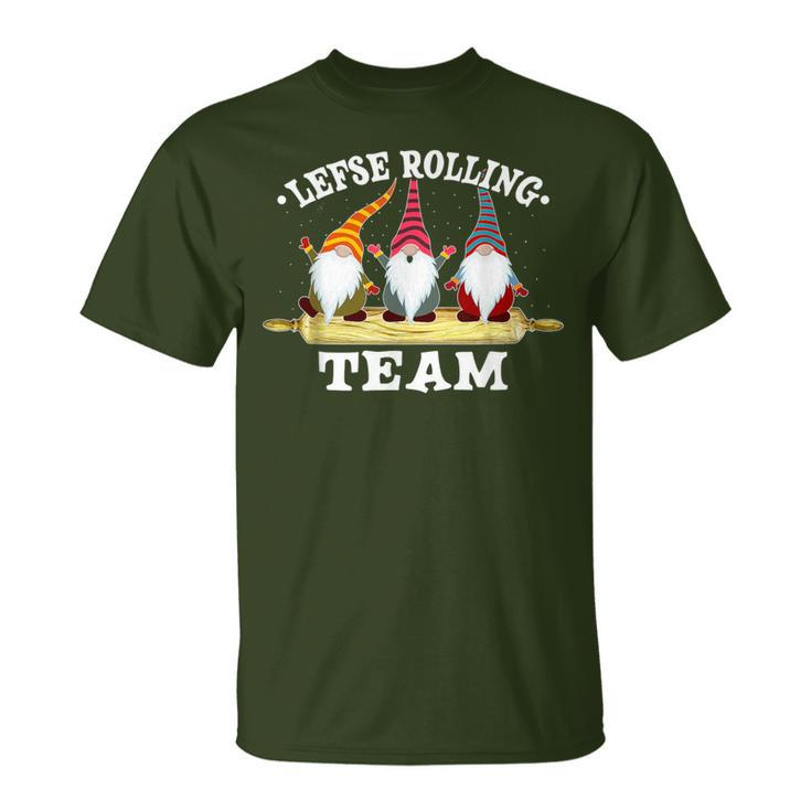 Lefse Rolling Team Nisse Tomte Norway Christmas Gnomes T-Shirt