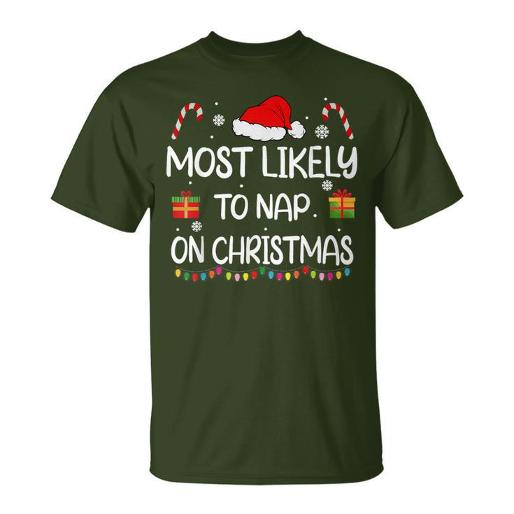 Most Likely To Nap On Christmas Family Matching T-Shirt