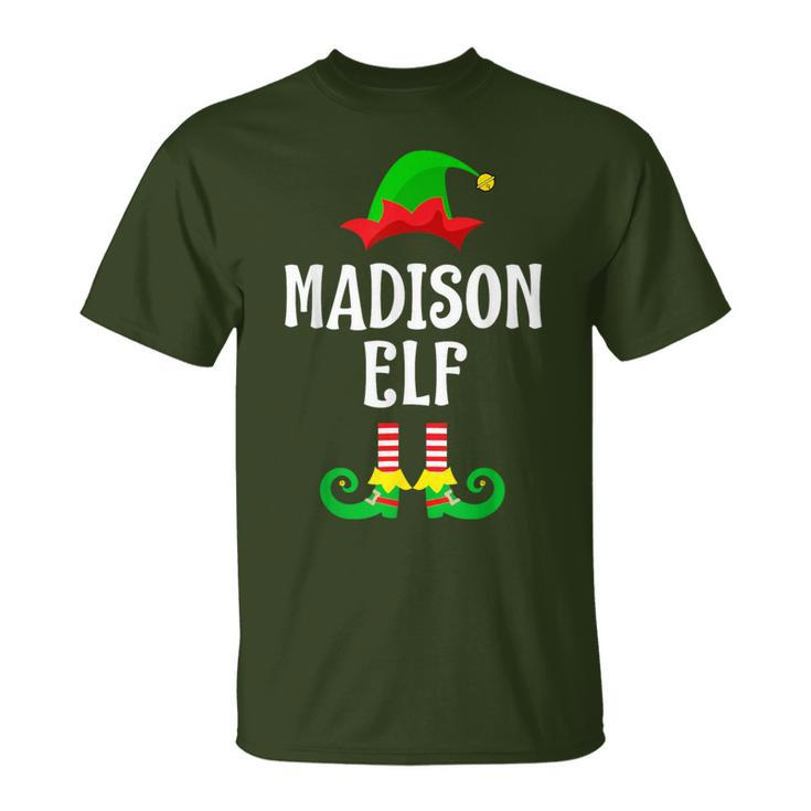 Madison Elf Personalized Name Christmas Family Matching T-Shirt