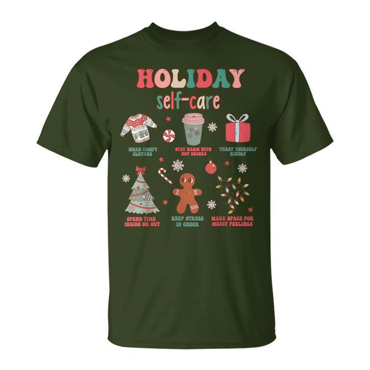 Mental Health Awareness Merry Christmas Holiday Self Care T-Shirt