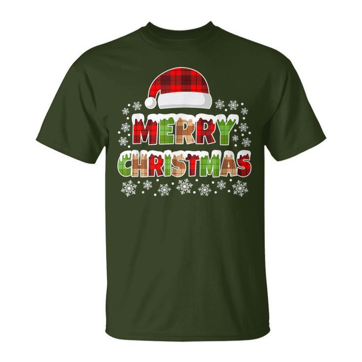 Merry Christmas Buffalo Plaid Xmas T-Shirt