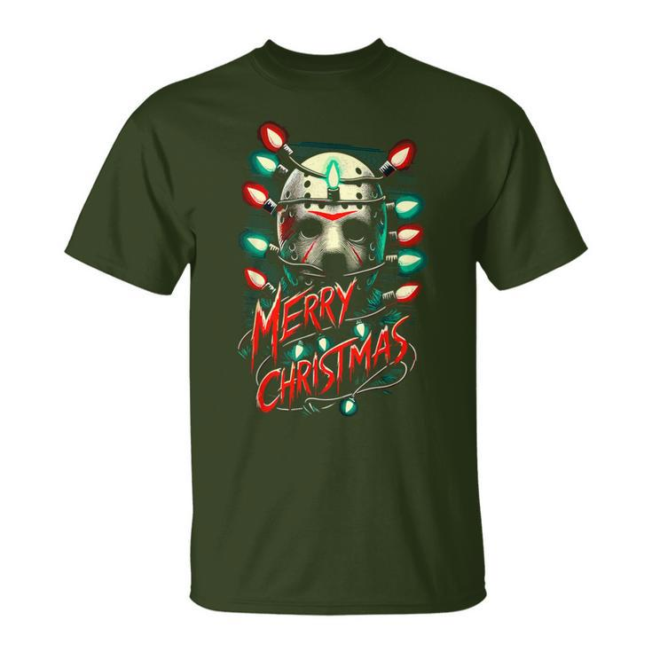 Merry Christmas Festive Slasher Candy Cane Menace T-Shirt