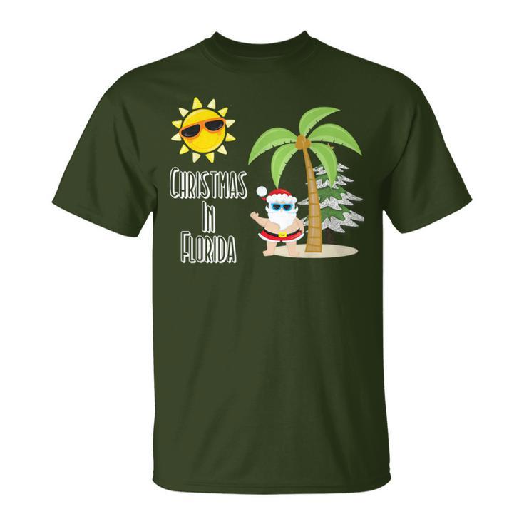 Merry Christmas Florida Style T Santa Summer Beach T-Shirt